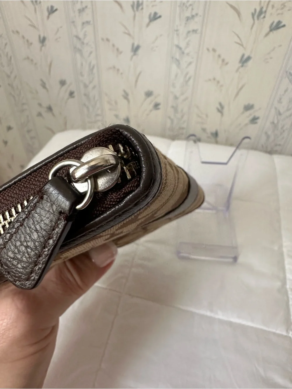 Coach Brown Signature Canvas Zip Wallet